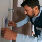 Home security system installation in a residential property